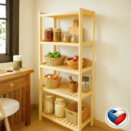 Drevený regál z borovice s 5 policami, 173 x 80 x 33 cm