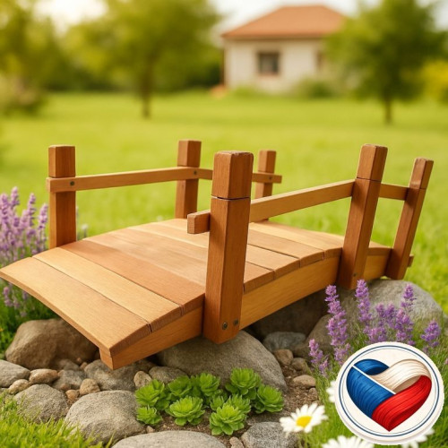 Drevený záhradný mostík, 71 cm, s náterom, česká výroba