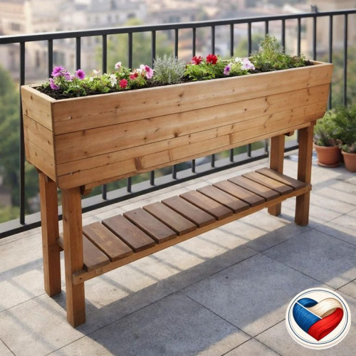 Drevený vyvýšený záhon na nožičkách s výškou 124 cm