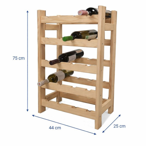 Drevený stojan na víno na 20 fliaš, 44 × 75 × 25 cm, česká