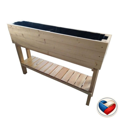 Vyvýšený záhon na nožičkách 124×26×87 cm s policou