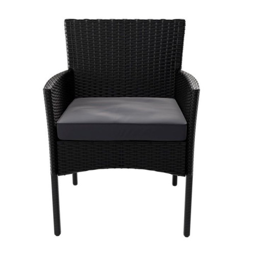 Záhradný set pre 4 osoby, kreslá a stôl, čierny ratan