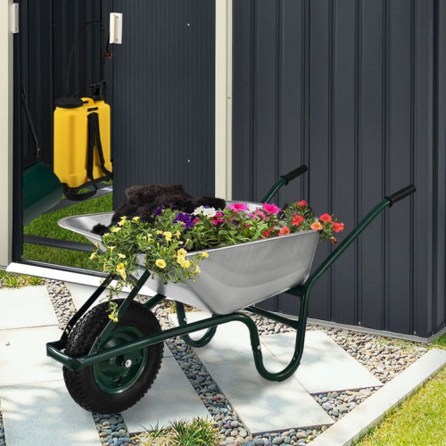 Záhradné koliesko 100 l s nafukovacím kolesom, strieborné