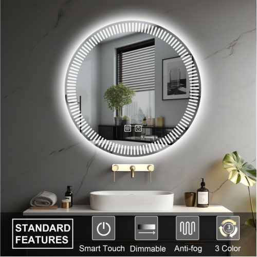 Kruhové LED zrkadlo do kúpeľne Ø70 s odmlžovaním, infinity