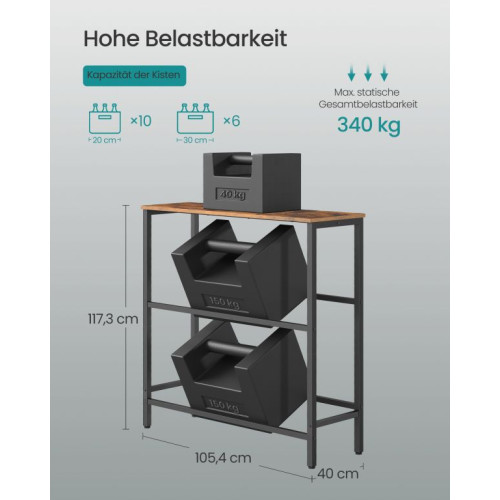 Regál na prepravky, 3 poschodia, 40 x 105 x 117 cm, čierny Regál na prepravky, 3 poschodia, 40 x 105 x 117 cm, čierny