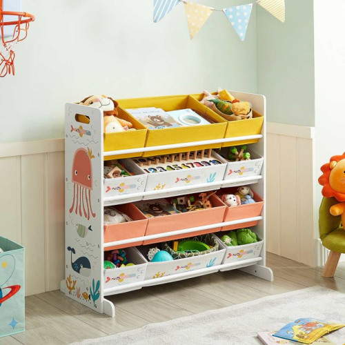 Detský úložný regál s boxami a motívom oceánu, 83 x 38 x 78 Detský úložný regál s boxami a motívom oceánu, 83 x 38 x 78