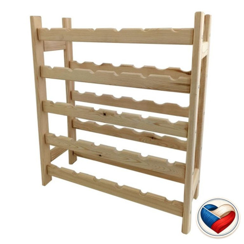 Drevený stojan na víno na 30 fliaš, 64 × 75 × 25 cm, česká