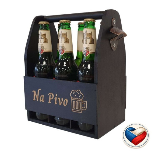 Drevený stojan na pivo s otváračom 23,5 × 30 × 15,5 cm
