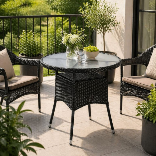 STILISTA  Polyratanový stolík, 80 x 80 x 75 cm, čierny