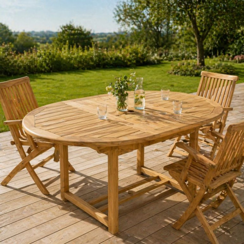 Záhradný jedálenský stôl z teakového dreva DIVERO - 120/170 cm