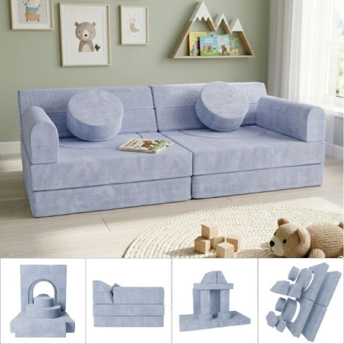 Dizajnová modulárna pohovka pre deti, 150 cm, svetlo modrá