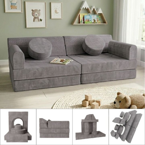 Modulárna dizajnová pohovka pre deti, 150 cm, sivá