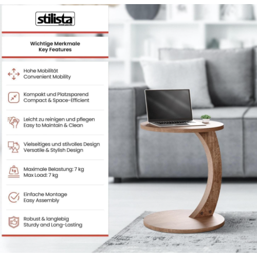 Kruhový odkladací stolík, orech, 38 x 38 x 56 cm