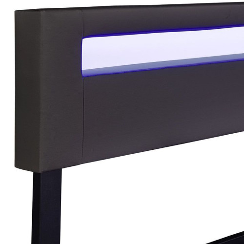Moderná čierna čalúnená posteľ 180x200 s LED a roštom Moderná čierna čalúnená posteľ 180x200 s LED a roštom