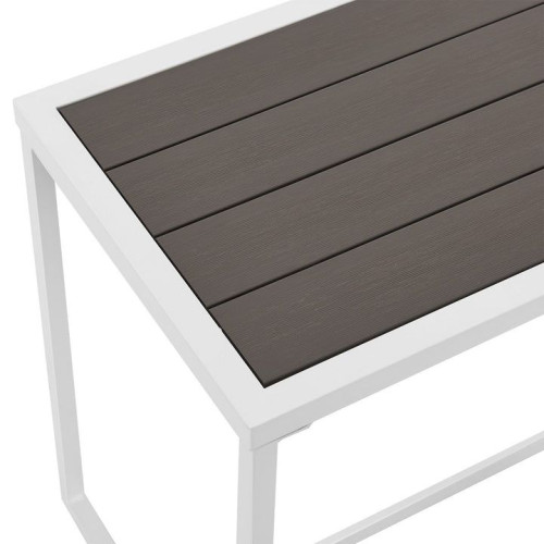 Moderný záhradný nábytok z kovu a polywoodu, 5 dielov, sivý