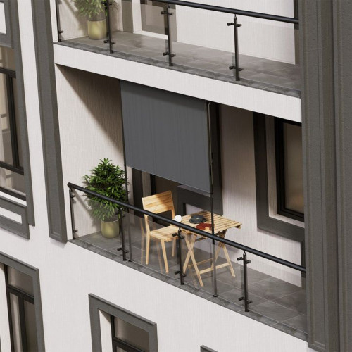Zvislá markíza na balkón 200 x 228-316 cm, UV ochrana, sivá Zvislá markíza na balkón 200 x 228-316 cm, UV ochrana, sivá