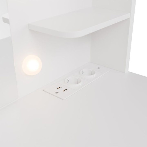 Kozmetický stolík s LED zrkadlom a taburetom, biely