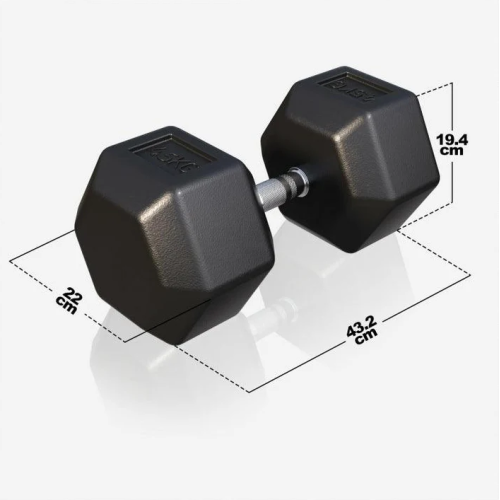 Gorilla Sports Šesťhranná pogumovaná činka, 45 kg