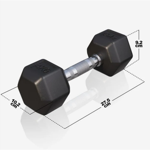 Gorilla Sports Šesťhranná pogumovaná činka, 4 kg