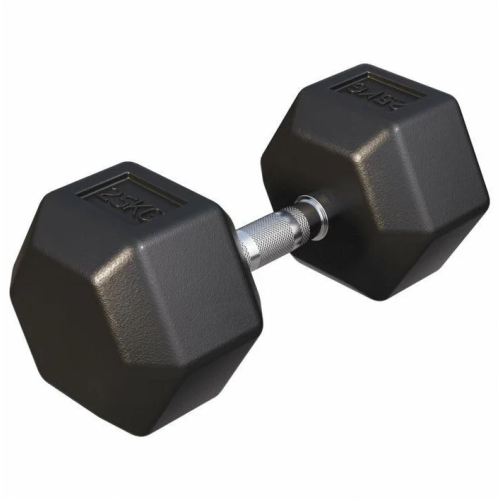 Gorilla Sports Šesťhranná pogumovaná činka, 25 kg