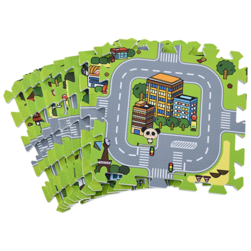 Detská puzzle podložka s motívom mesta, 9 dielov, EVA pena Detská puzzle podložka s motívom mesta, 9 dielov, EVA pena