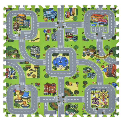 Detská puzzle podložka s motívom mesta, 9 dielov, EVA pena Detská puzzle podložka s motívom mesta, 9 dielov, EVA pena