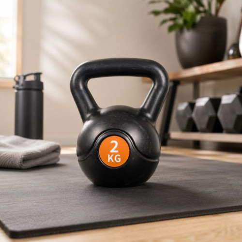 Kettlebell 2 kg plastový s cementovou výplňou Kettlebell 2 kg plastový s cementovou výplňou
