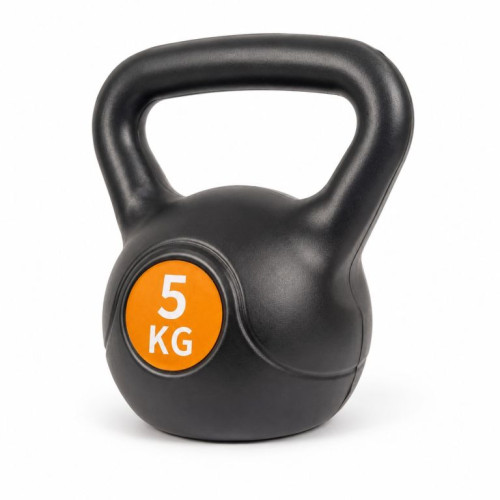 Kettlebell 5 kg plastový s cementovou výplňou