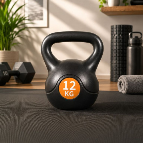 Kettlebell 12 kg plastový s cementovou výplňou Kettlebell 12 kg plastový s cementovou výplňou