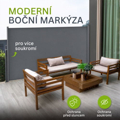 Výsuvná bočná zástena, 300 x 180 cm, tmavosivá Výsuvná bočná zástena, 300 x 180 cm, tmavosivá