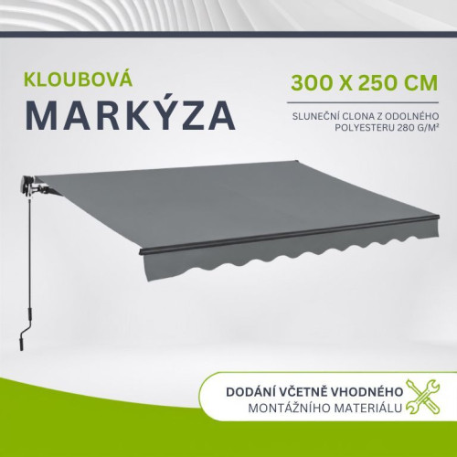Vonkajšia markíza 300 x 250 cm, sivá,s nastaviteľným sklonom Vonkajšia markíza 300 x 250 cm, sivá,s nastaviteľným sklonom