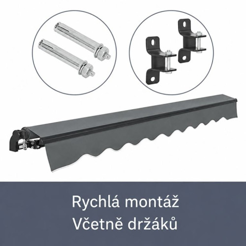 Vonkajšia markíza 350 x 300 cm,sivá, s nastaviteľným sklonom Vonkajšia markíza 350 x 300 cm,sivá, s nastaviteľným sklonom