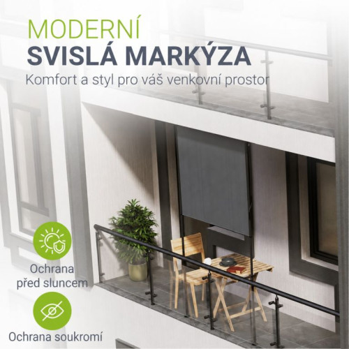 Vertikálna markíza na balkón 150 x 228–316 cm, ochrana UV Vertikálna markíza na balkón 150 x 228–316 cm, ochrana UV