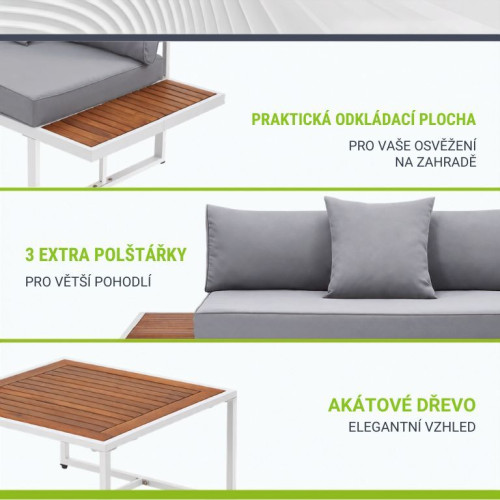 Záhradná sedacia súprava pre 4 osoby so stolom, biela Záhradná sedacia súprava pre 4 osoby so stolom, biela