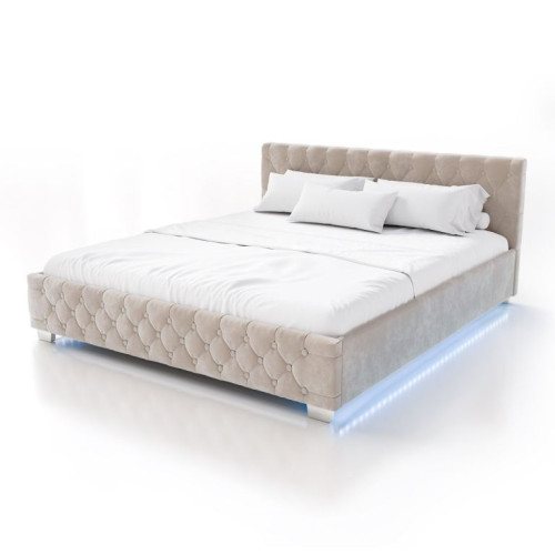 Luxusná posteľ s úložným priestorom a LED, zamat, 180x200 cm