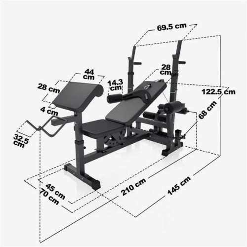 Gorilla Sports Lavica, kladka + nakladací set 100 kg, čierna