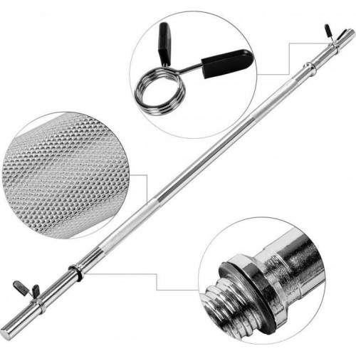 MOVIT® 160 cm posilňovacia tyč, chróm, pružinový uzáver
