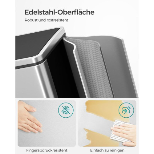 Nerezový kuchynský kôš na triedený odpad 2x30 l Nerezový kuchynský kôš na triedený odpad 2x30 l