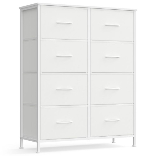 Biela komoda s oceľovým rámom, 8 zásuviek, 30x76,7x95,2 cm