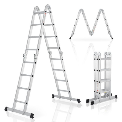 Skladací hliníkový rebrík 4,7 m, 16 priečok, nosnosť 150 kg