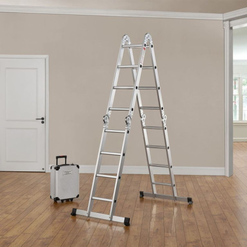Skladací hliníkový rebrík 4,7 m, 16 priečok, nosnosť 150 kg