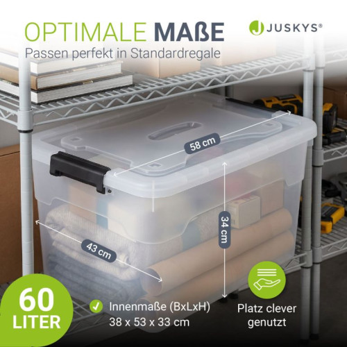 Úložné boxy s vekom 60 l, 4 ks, biele, stohovateľné Úložné boxy s vekom 60 l, 4 ks, biele, stohovateľné