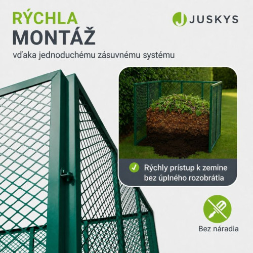Záhradný kovový kompostér 450 l – zelený, vzdušný, odolný Záhradný kovový kompostér 450 l – zelený, vzdušný, odolný