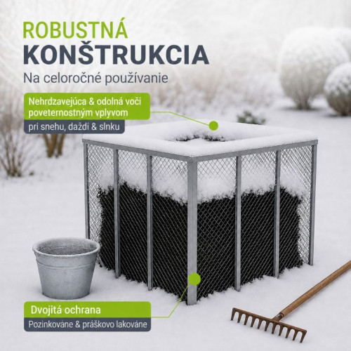 Záhradný kovový kompostér 800 l - strieborný, vzdušný, odoln Záhradný kovový kompostér 800 l - strieborný, vzdušný, odoln