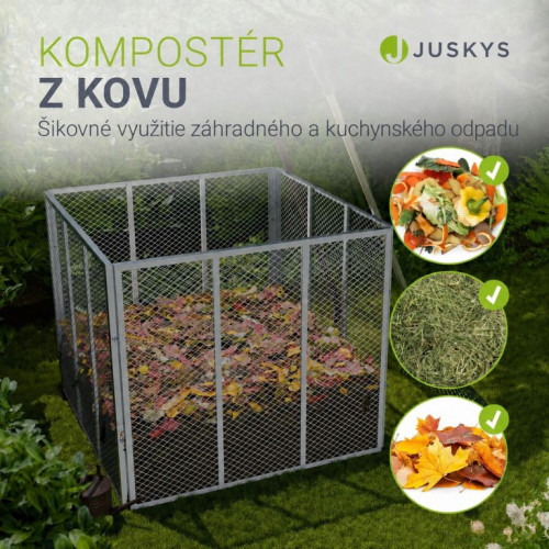 Záhradný kovový kompostér 450 l – strieborný, vzdušný, odoln Záhradný kovový kompostér 450 l – strieborný, vzdušný, odoln