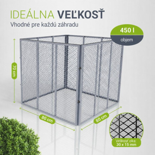 Záhradný kovový kompostér 450 l – strieborný, vzdušný, odoln Záhradný kovový kompostér 450 l – strieborný, vzdušný, odoln