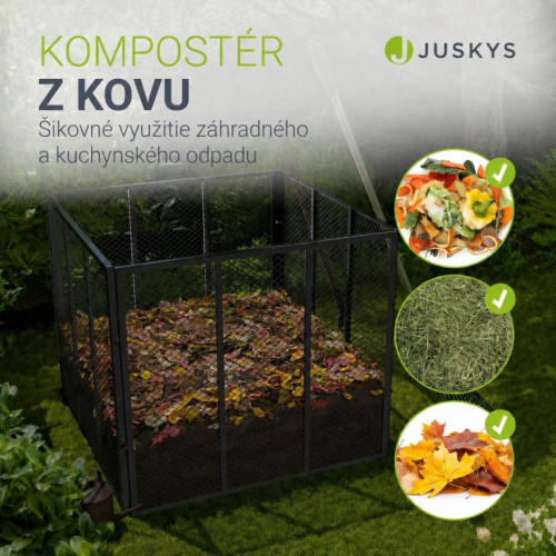 Kovový kompostér do záhrady 800 l – čierny, vzdušný, odolný Kovový kompostér do záhrady 800 l – čierny, vzdušný, odolný