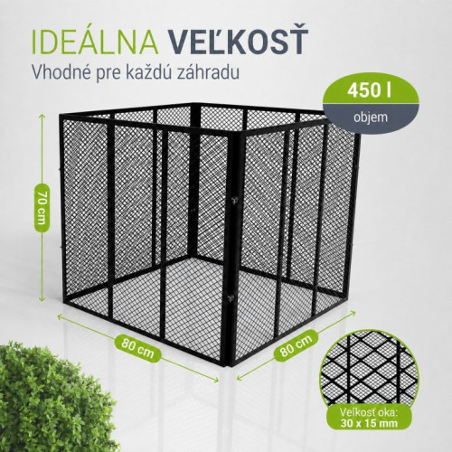 Záhradný kovový kompostér 450 l – čierny, vzdušný, odolný Záhradný kovový kompostér 450 l – čierny, vzdušný, odolný