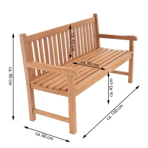Záhradná lavica DIVERO 3-miestna, masív 150 cm