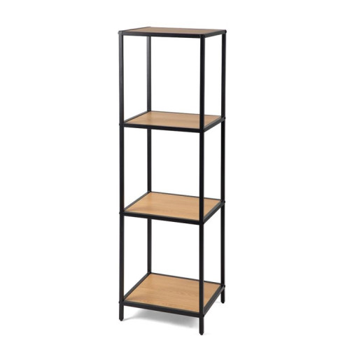 Kovový regál s policami v dekore dreva 120x37x35 cm